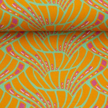 Preview: Viskose Vienna Coral Senftöne Retroblüten von Swafing by Bienvenido